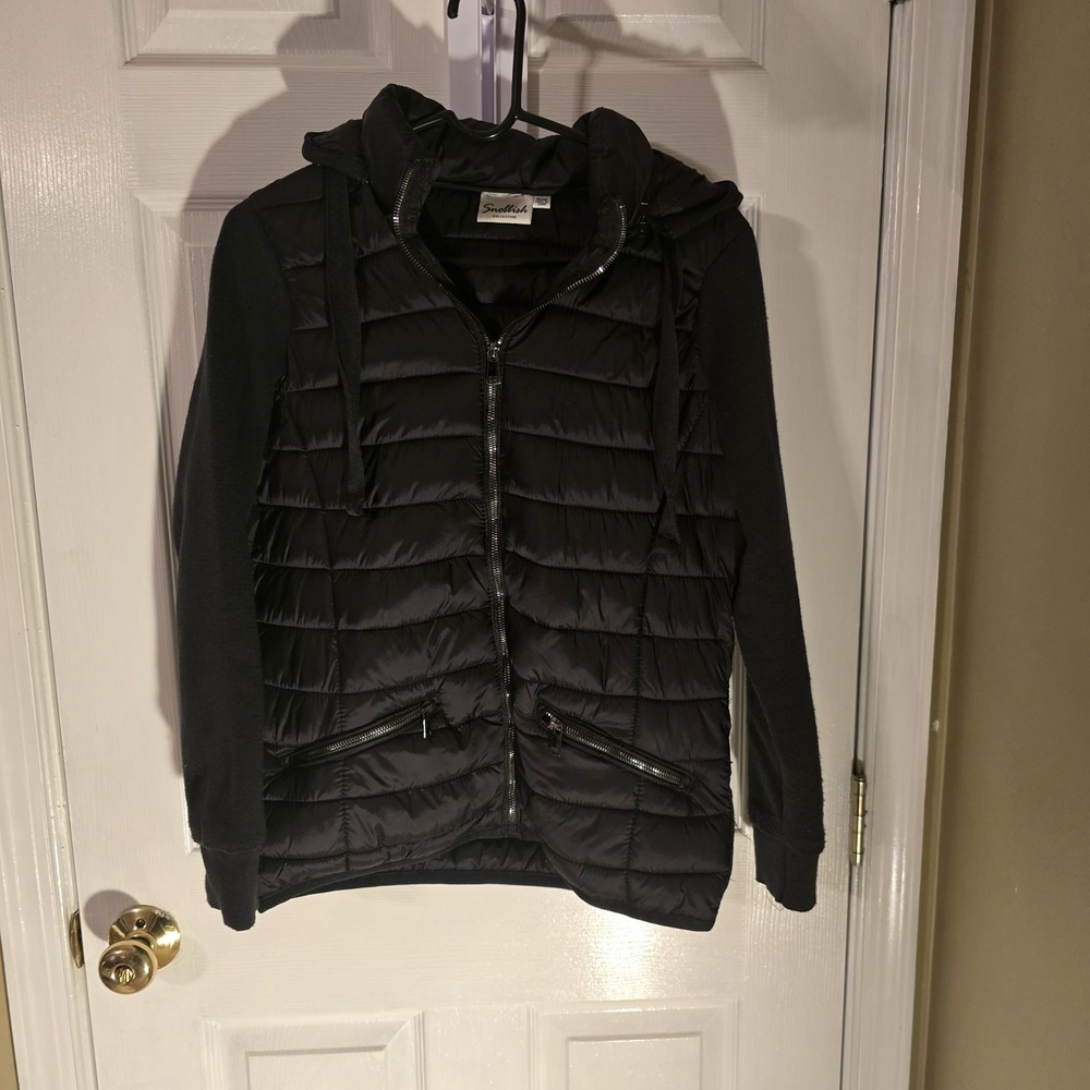 Snobbish Women's Puffer Jacket with Removable Hood Black Outdoor Size Medium